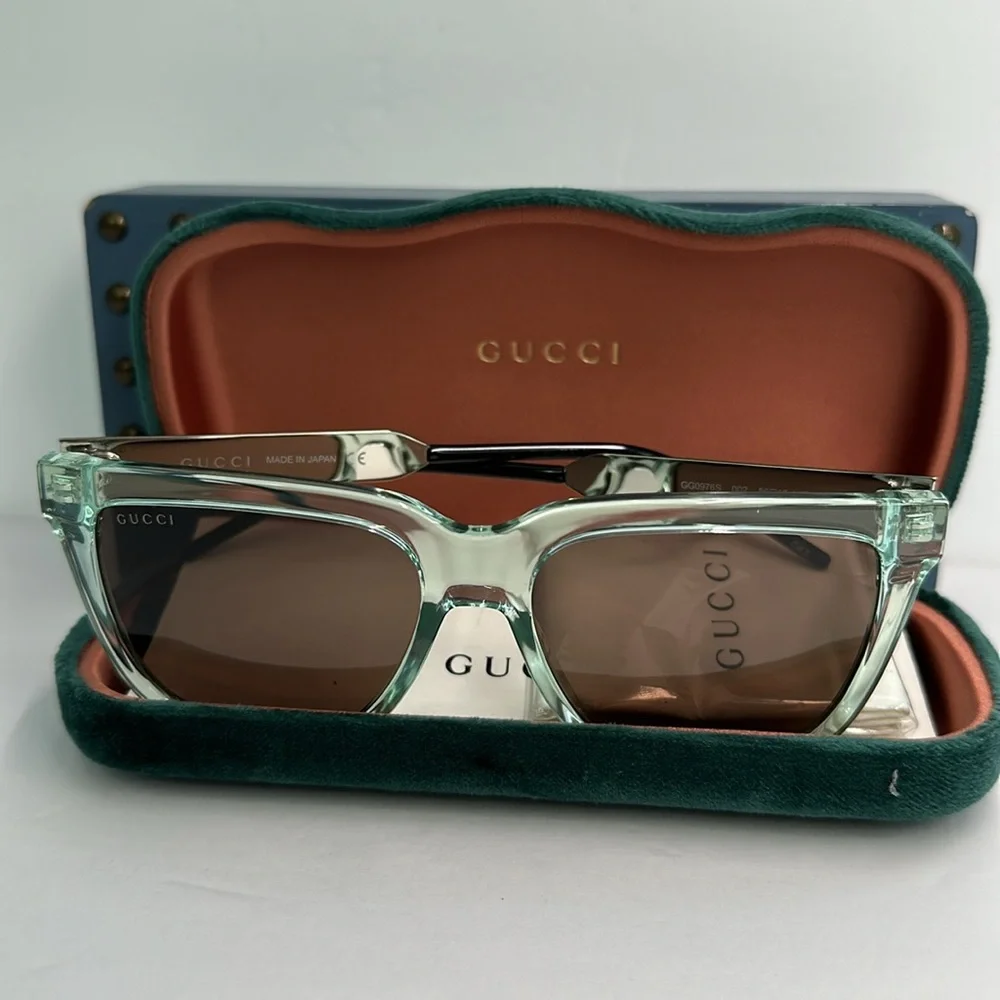 New Authentic GUCCI Men's Rectangular Sunglasses GG0976S-002-56